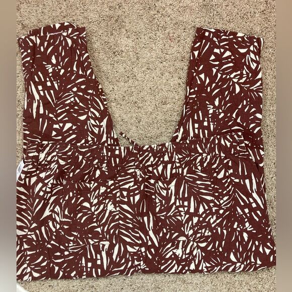 Old Navy NWT Palm print linen blend Pants pull on drawstring pockets - Picture 3 of 14
